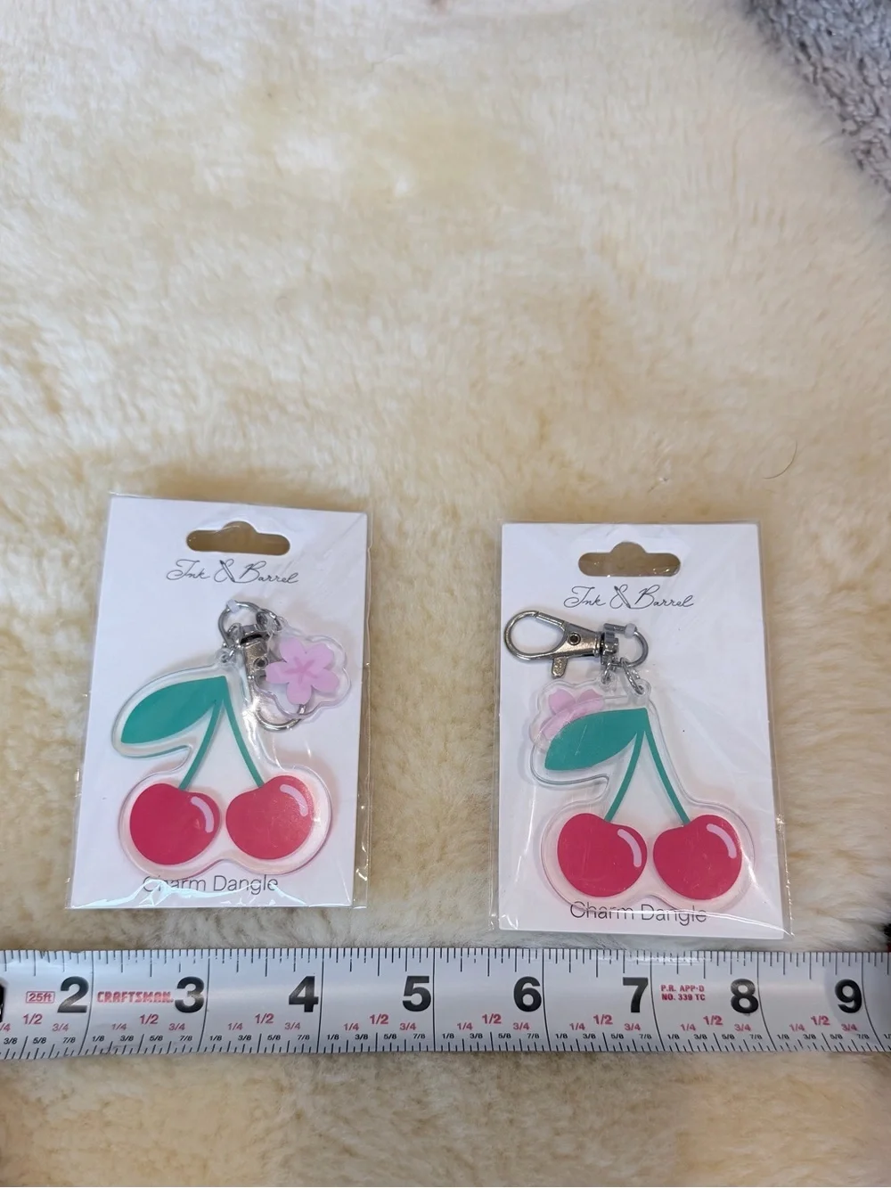 Ink & Barrel Bag Cute Cherry Charm Dangle Keychain